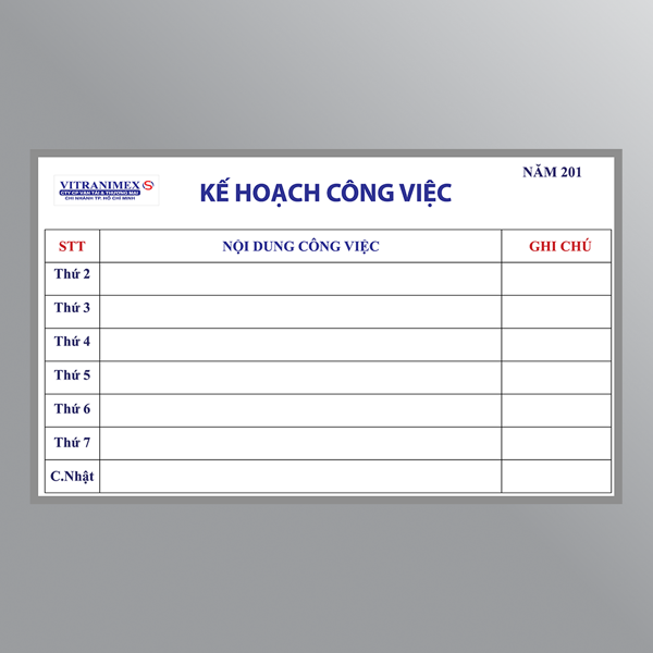 Bảng kế hoạch công việc